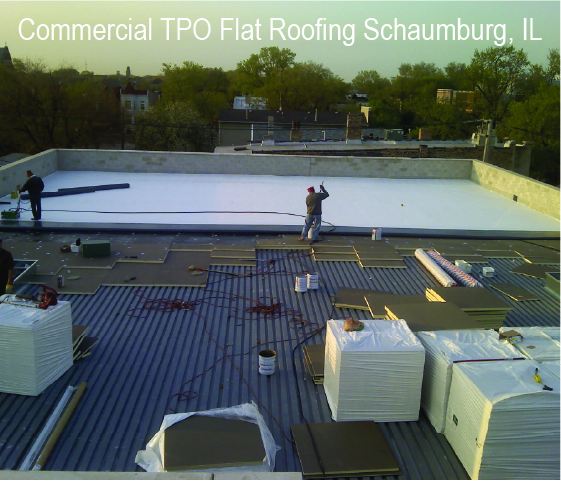 Commercial Flat Roof TPO In Progress in Schaumburg IL 60173, 60193, 60194, 60195