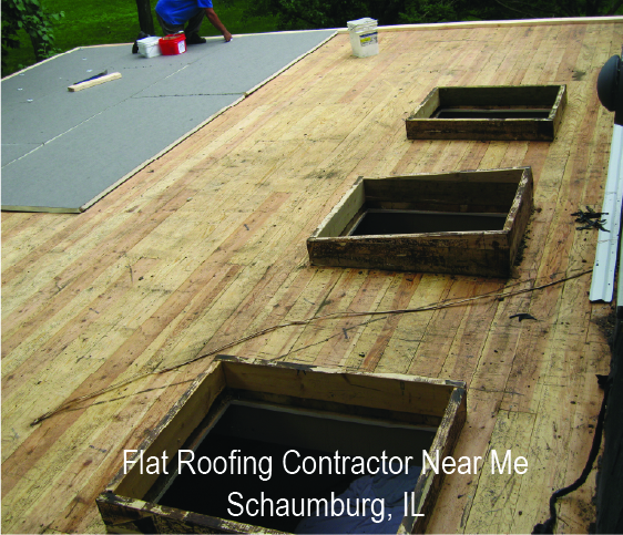 Flat Roof in progress for home in Schaumburg IL